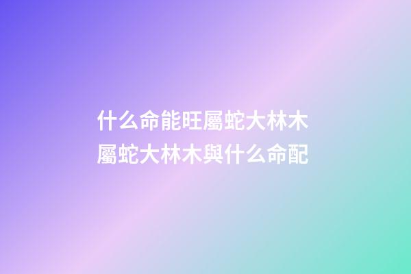 什么命能旺屬蛇大林木 屬蛇大林木與什么命配